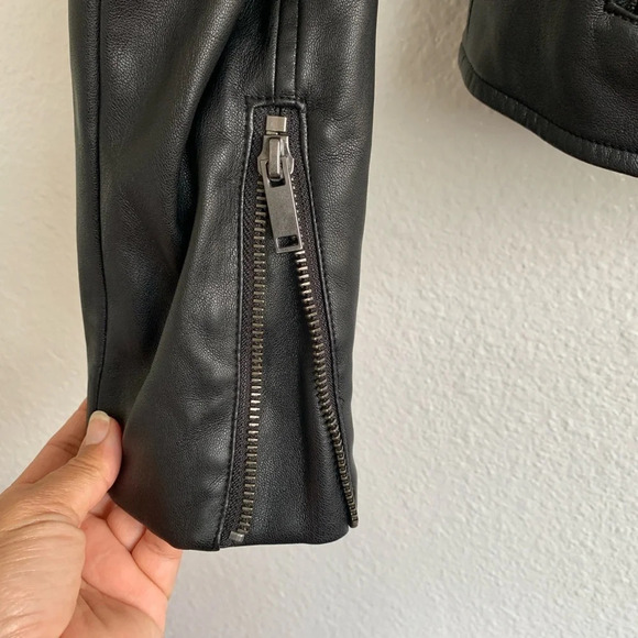 Gap Vegan Leather Motorcycle Black Jacket Women’s Size Small - Picture 10 of 12
